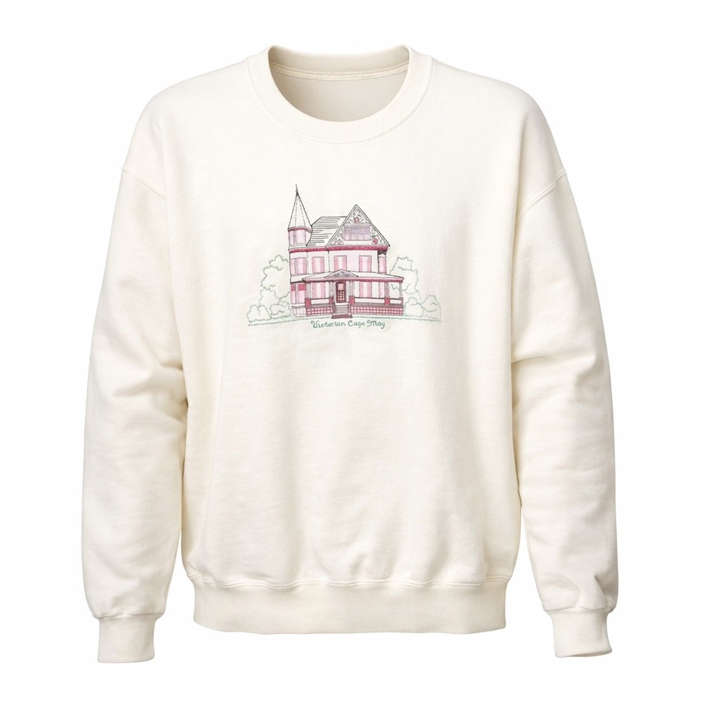 Vintage Victorian Cape May Embroidered Crewneck Sweatshirt Size M